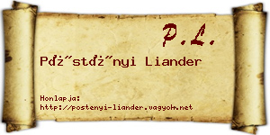 Pöstényi Liander névjegykártya